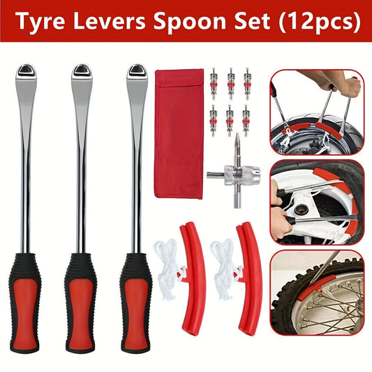 12pcs Tire Lever Tool Spoon And Wheel Rim Protectors Tool Kit