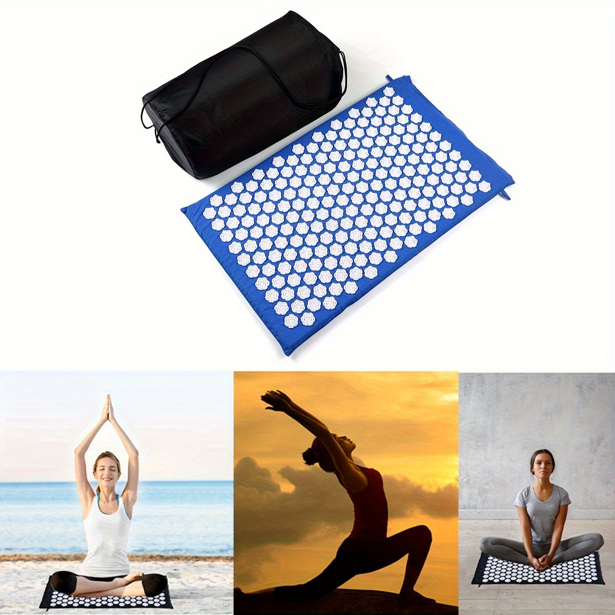 Acupressure Mat and Pillow Set for Back and Neck Relief with Storage Bag