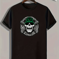 Skull Print Men's Graphic T-shirt for Summer