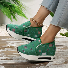Mesh Ripped Slip On Chunky Sneakers Thick Sole Walking Shoes