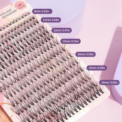 280pcs Fishtail Grafting Eyelashes 8-16mm 20P Thick Fluffy Cluster False Lashes