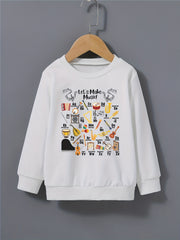Boys Musical Instrument and Letter Print Sweatshirt