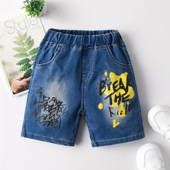 Boys Letter Graphic Denim Shorts Summer Cotton Clothes