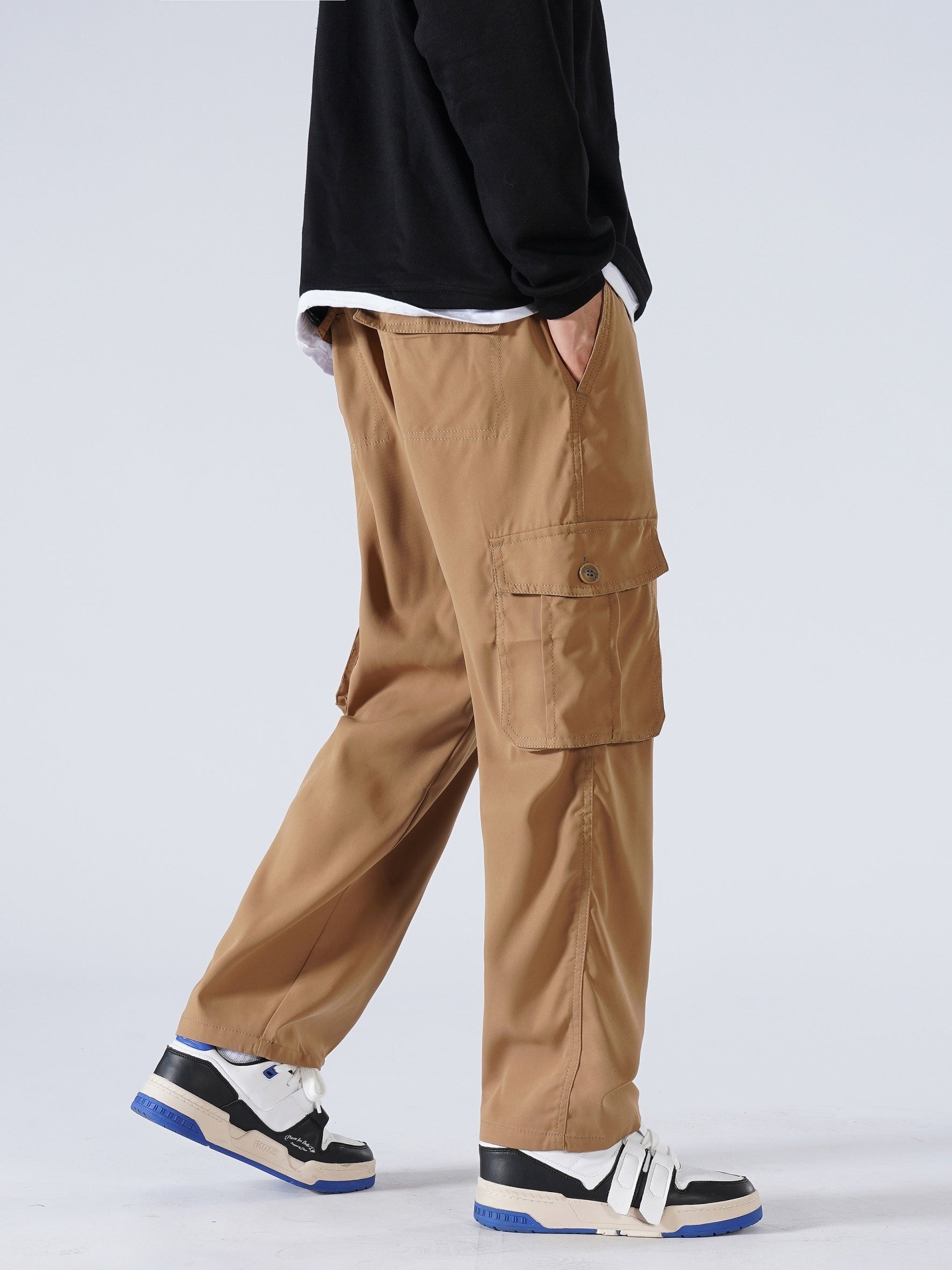 Men's Casual Drawstring Cargo Pants for Spring/Fall