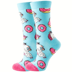 Unicorn Print Mid Tube Socks Women's Stockings