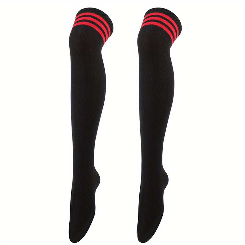 Striped Thigh High Socks Lolita Over The Knee Stockings
