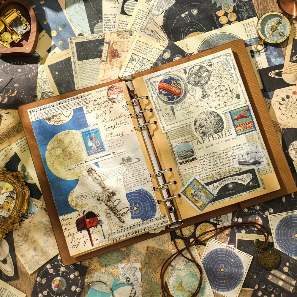 220 Sheets Universe Series Scrapbook Supplies Vintage Scrapbook Paper Stickers