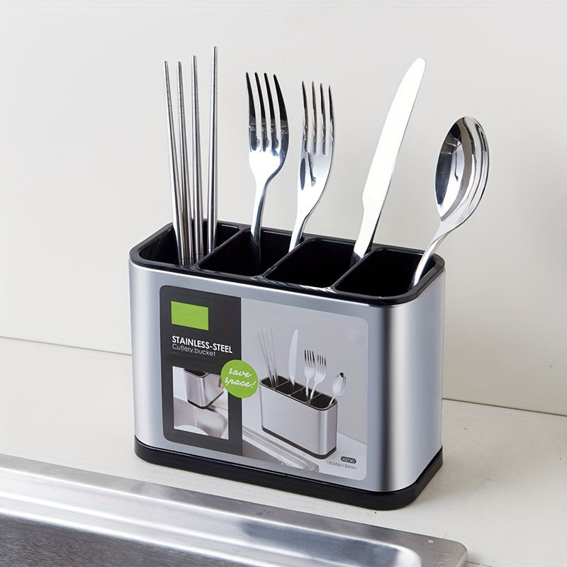 Stainless Steel Divided Chopstick Holder Cutlery Holder Drain Rack