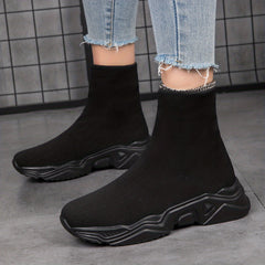 Women's High Top Breathable Sneakers Lightweight Slip On Shoes