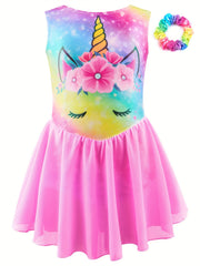 Girls Unicorn Sleeveless Dancing Suit Gymnastics Ballet Leotard