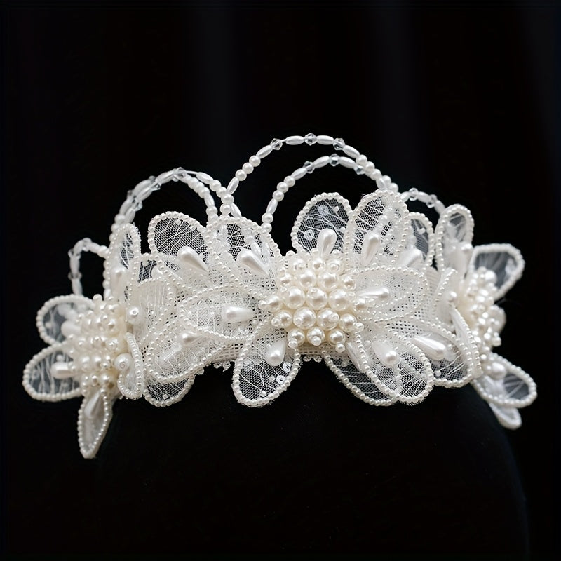 Bridal Forest Style Lace Crown Headpiece Hairband Wedding Veil Accessory