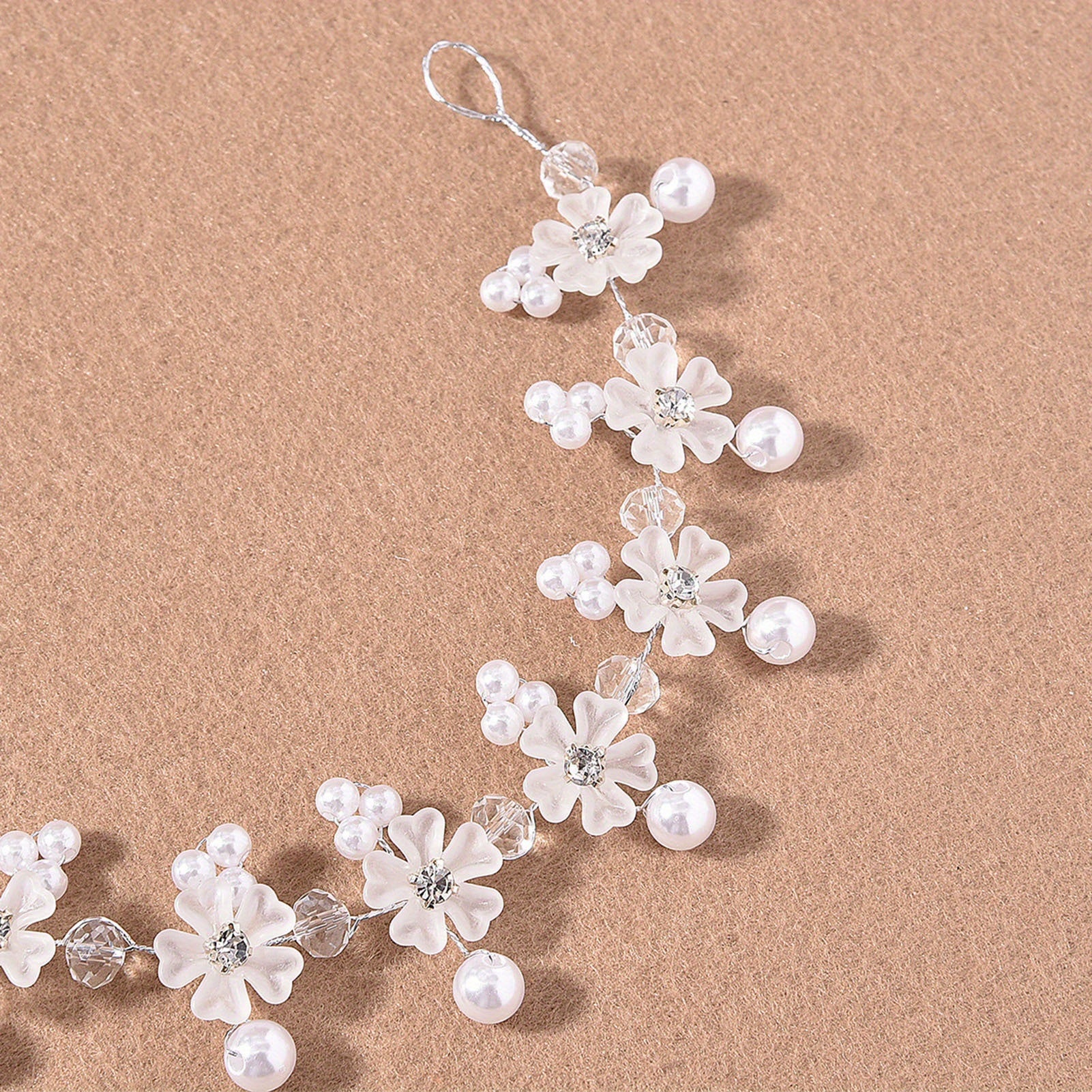 Pearl & Rhinestone Hairband Soft Vines Wreath for Party Hairstyles
