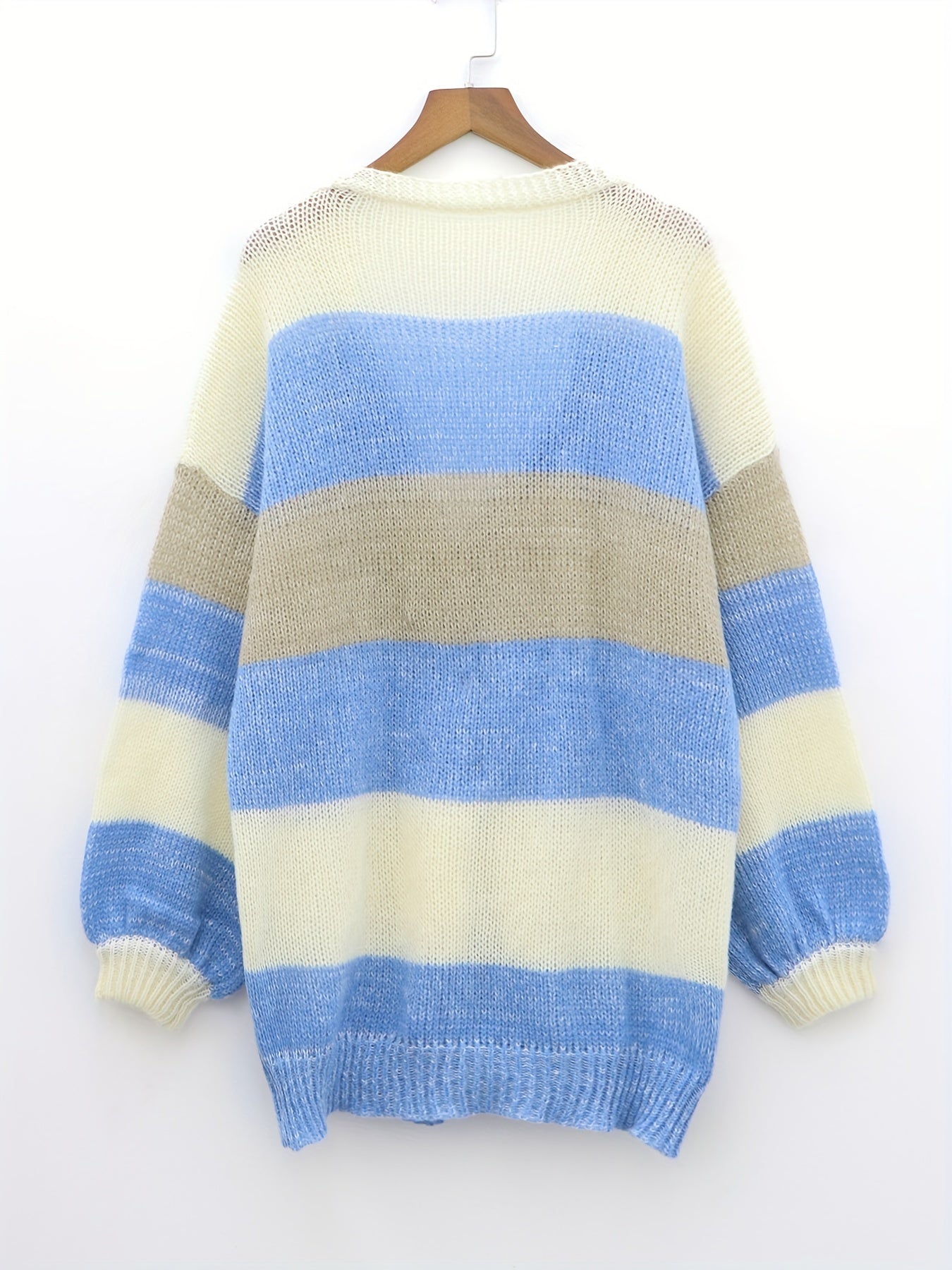 Stripe Print Long Sleeve Cardigan