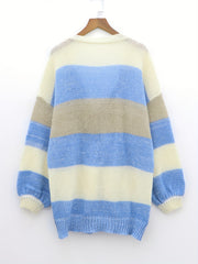 Stripe Print Long Sleeve Cardigan