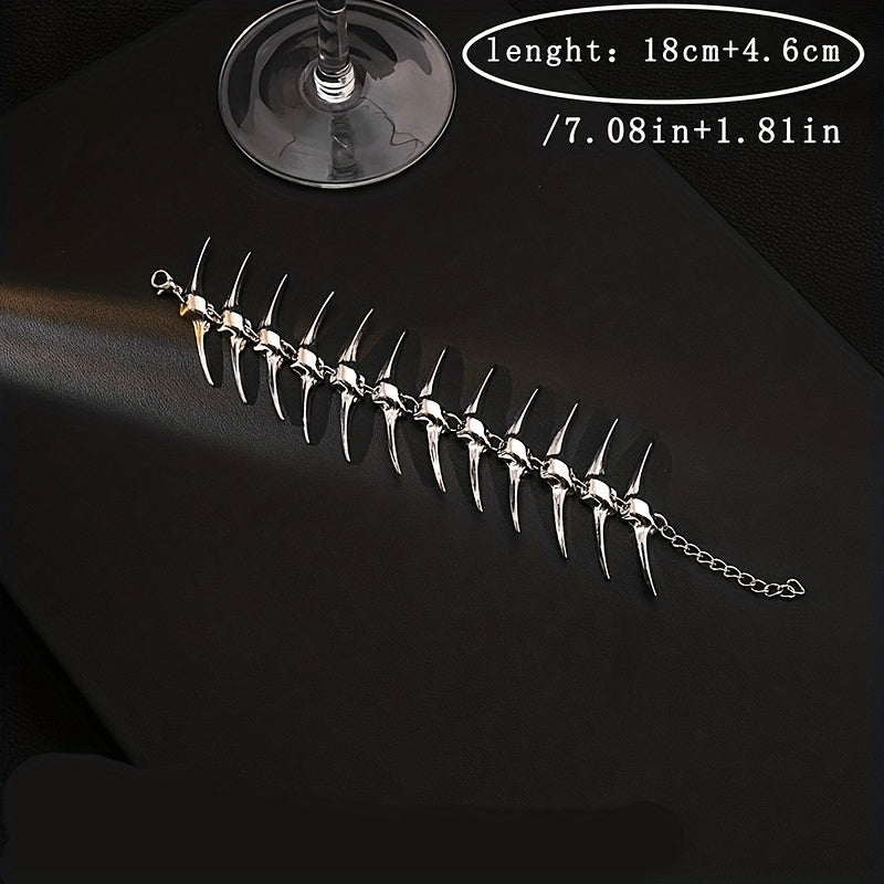 Punk Style Thorns Fishbone Bracelet for Halloween Party