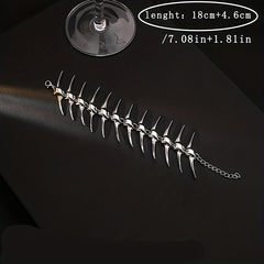 Punk Style Thorns Fishbone Bracelet for Halloween Party