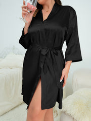 Silky Satin Long Sleeve Robe