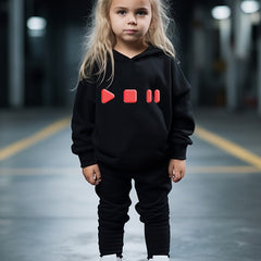OERYUI Video Button Print Hooded Set for Sports