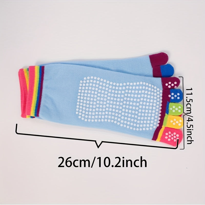 Rainbow Yoga Socks Five Toe Split Non-slip Dance Socks For Pilates Yoga Ballet