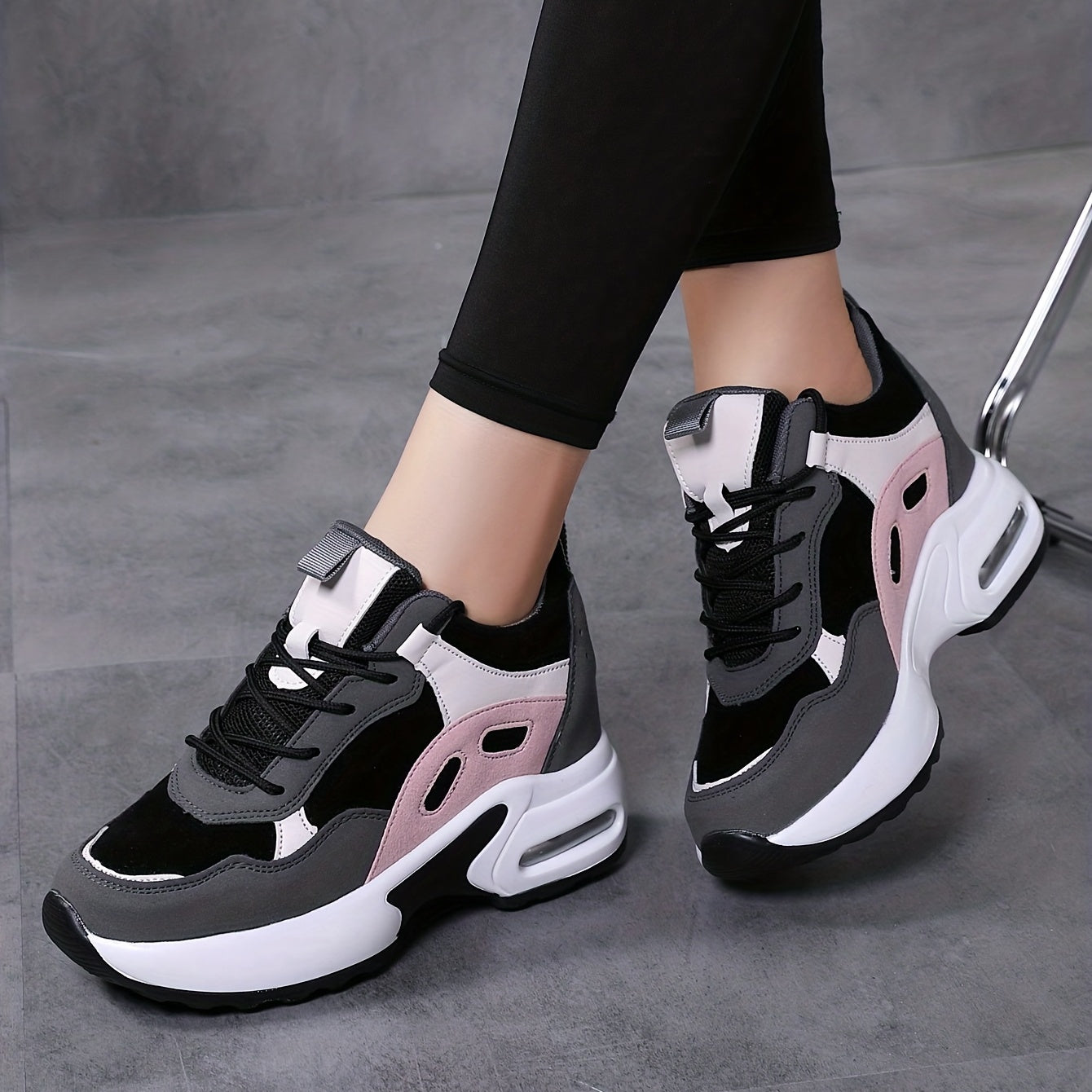 Women's Colorblock Platform Sneakers Air Cushion Outdoor Shoes