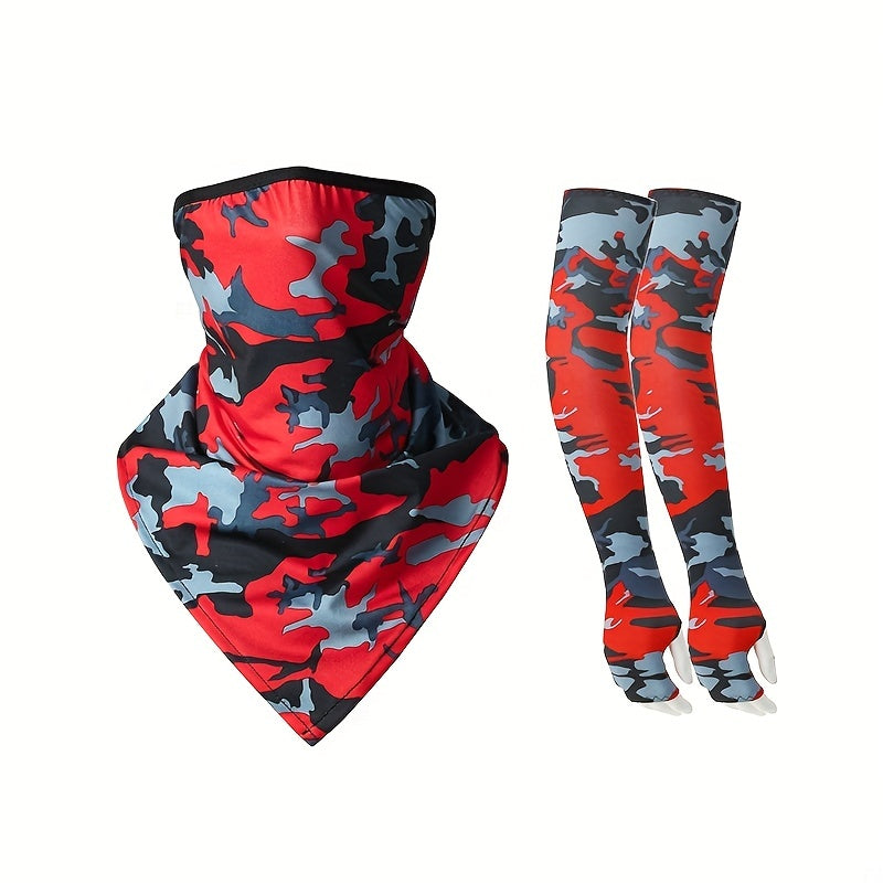 Camouflage Cycling Ice Silk Sleeve Cover & Face Mask Set