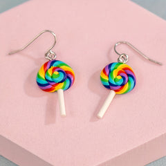 Colorful Rainbow Lollipop Dangle Earrings for Women