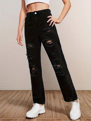 Girls Ripped Jeans Casual Pocket Denim Pants Teen Kids Spring Summer