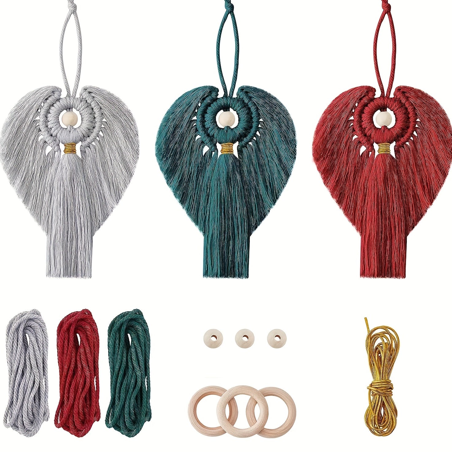 Macrame Angel Kit Christmas Hanging Ornament Wall Decor DIY Set