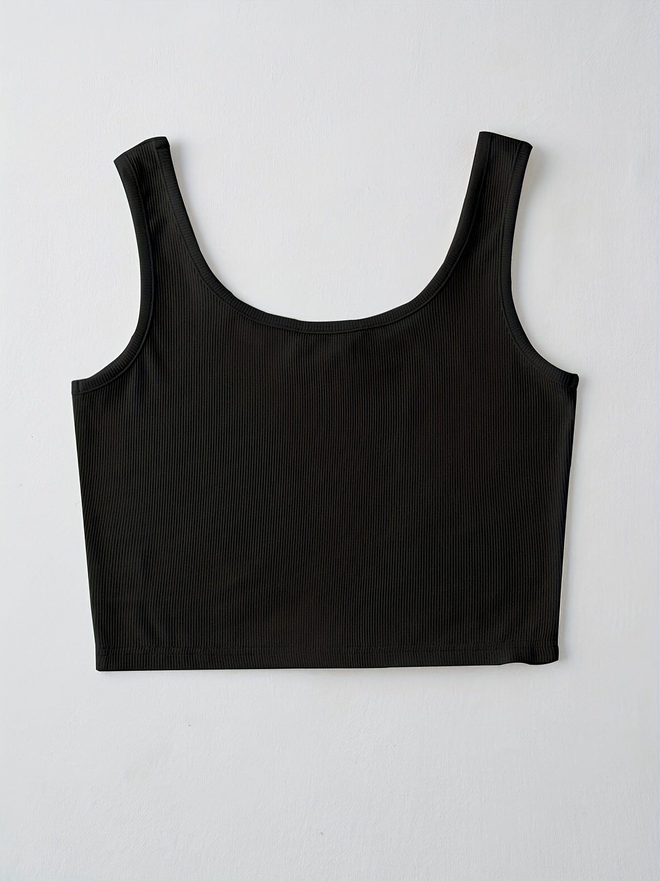 Women's Ribbed Racerback Cropped Sports Tank Top Sleeveless