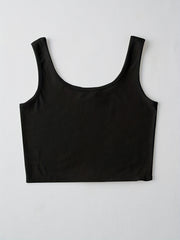 Women's Ribbed Racerback Cropped Sports Tank Top Sleeveless