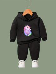 Girls 2pc Unicorn Hoodie & Solid Sweatpants Set Kids Clothes