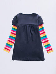 Girls Butterfly Embroidered Dress Long Sleeve