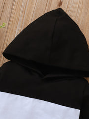 Classic Block Casual Jumpsuit Long Sleeve Hooded Romper