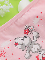 5 Pairs Girls' Cotton Underwear Cartoon Dogs & Heart Patterns Boxer Briefs