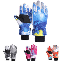 Kids Ski Gloves Waterproof & Non Slip Thickened for Outdoor Riding