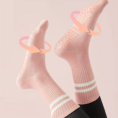 2 Pairs Yoga Socks Anti-Slip Dance Socks Breathable Mid-Tube Pilates Socks