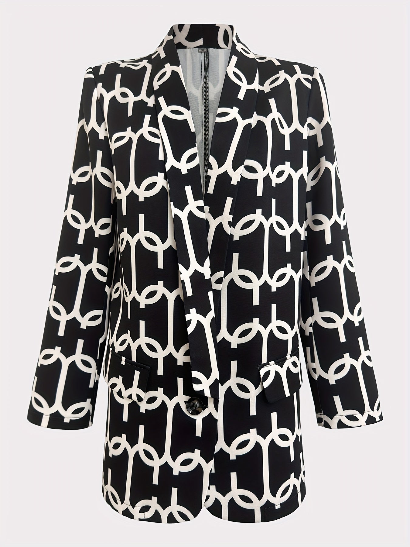 Print Shawl Collar Blazer Long Sleeve Office Outerwear Women's