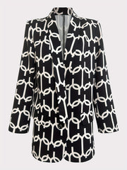 Print Shawl Collar Blazer Long Sleeve Office Outerwear Women's