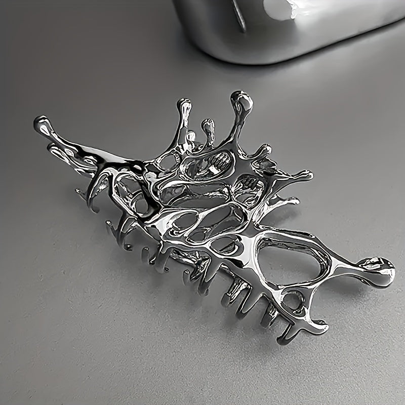 Irregular Butterfly Alloy Hair Claw Clip Silvery Non Slip Strong Hold Hair Clip