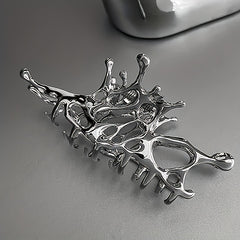 Irregular Butterfly Alloy Hair Claw Clip Silvery Non Slip Strong Hold Hair Clip