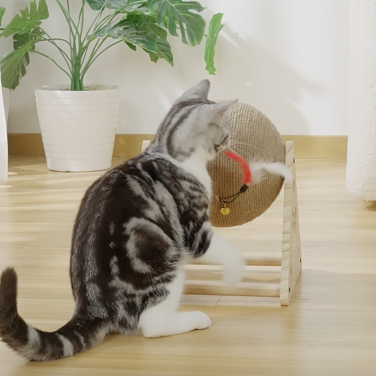 Cat Scratching Pad With Bell Wooden Cat Claw Grinding Toy