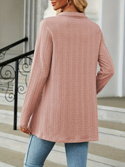 Casual Cardigan Women's Plus Solid Jacquard Long Sleeve