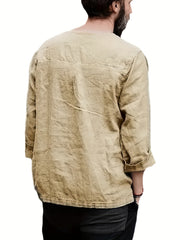 INCERUN Men's Long Sleeve Retro Pirate Shirt Lace Up Casual Beach Tops