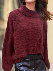 Solid Jacquard High Neck Jumper