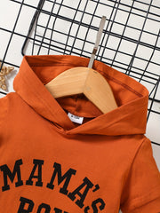 2pcs Baby Boys Mama's Boy Hooded Onesie & Shorts Set