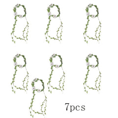 7pcs Daisy Woven Headbands with Rattan Strips