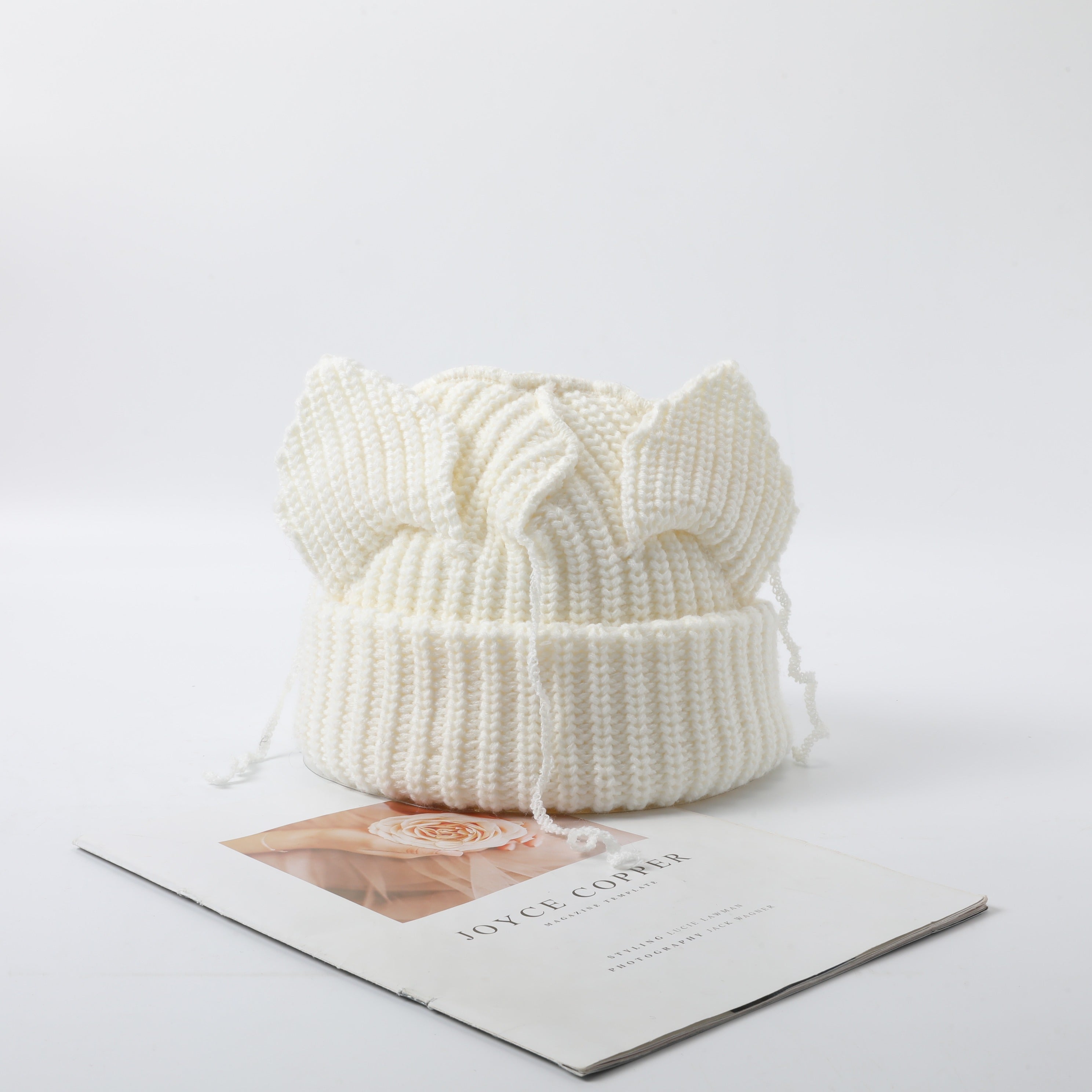 Multicolor Cat Ears Woolen Hat Winter Women Warm Knitted Hat