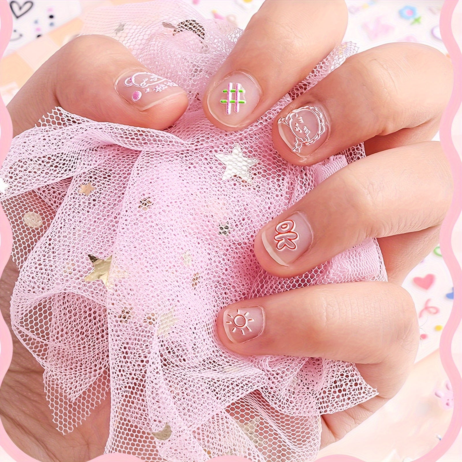 Girl Embossed Nail Art Stickers Finger Decoration Small Patterns