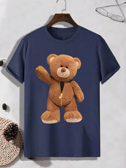 Men's Bear Print Tee Active Stretch Breathable T-shirt