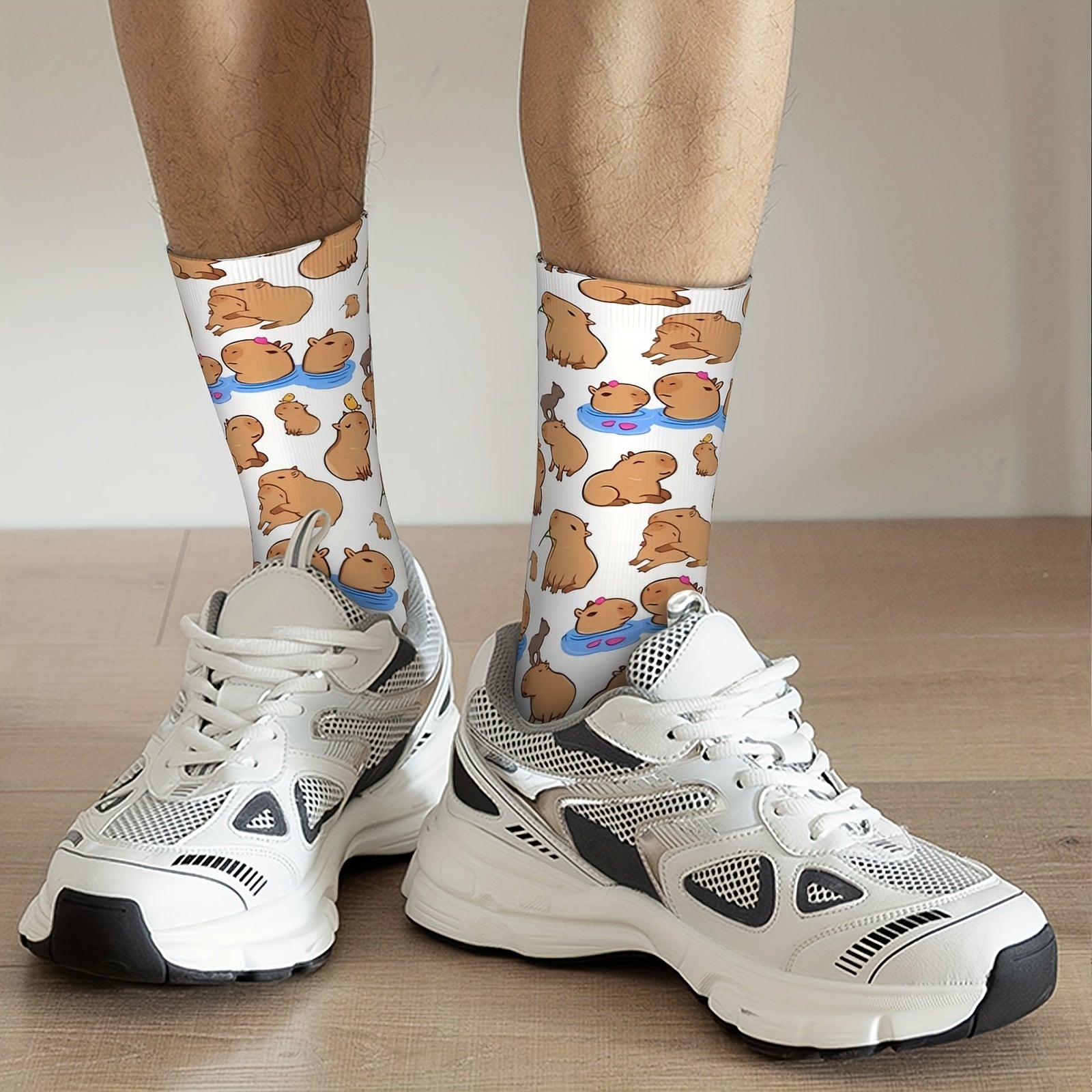 Men's Capybara Pattern Socks Outdoor Cycling Camping Funny Sock
